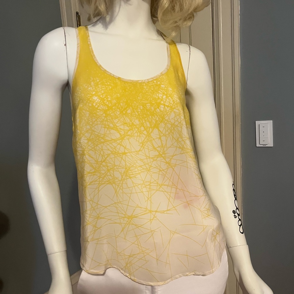 Forever 21 Asymmetrical Yellow and White Sleeveless Tank Top
